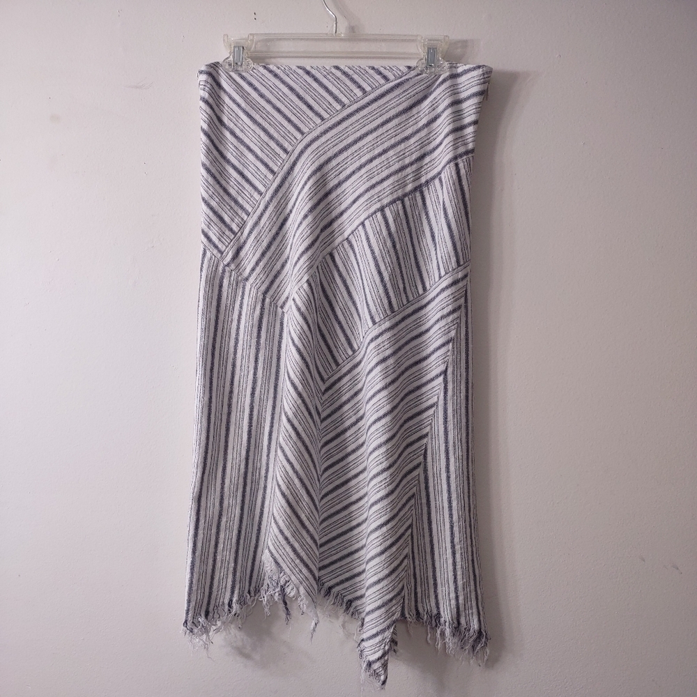 For Cynthia Linen Blend Raw Hem Midi Skirt, Size Medium